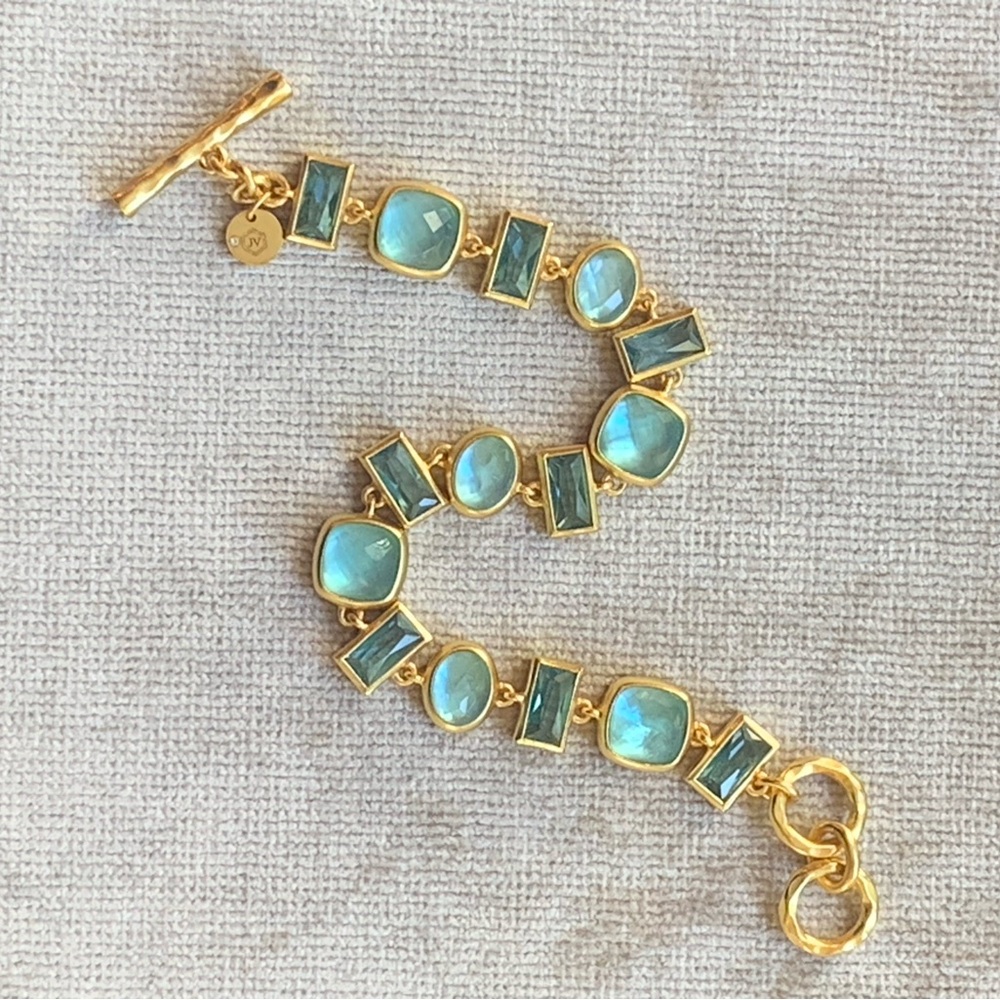 JULIE VOS® Antonia Tennis Bracelet Iridescent & Clear Bahamian Blue Stones - Picture 7 of 12